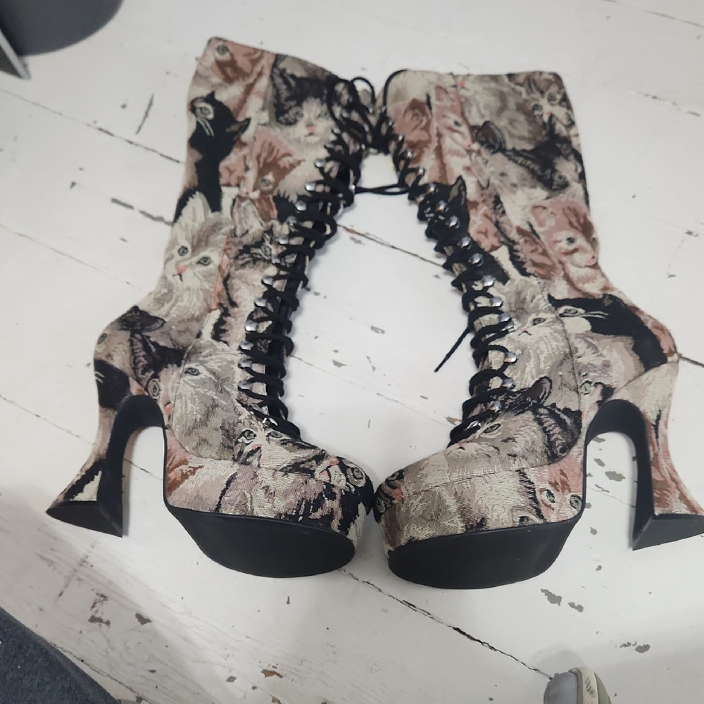 Sugar Thrillz Feline Fantasy Lace-Up Heeled Boots